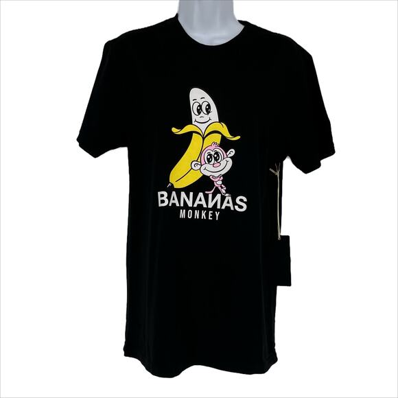 Bananas Monkey Regular Fit Crew Neck Tee in Black Size Small - Picture 1 of 6